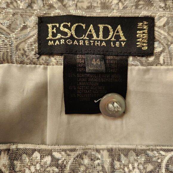 Vintage Escada Margaretha Ley Metallic Skirt Size 44/14 - Picture 4 of 4